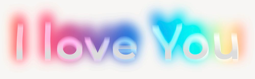 I love you word, neon psychedelic typography