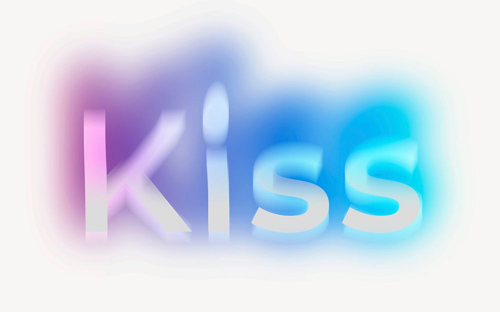 Kiss word, neon psychedelic typography