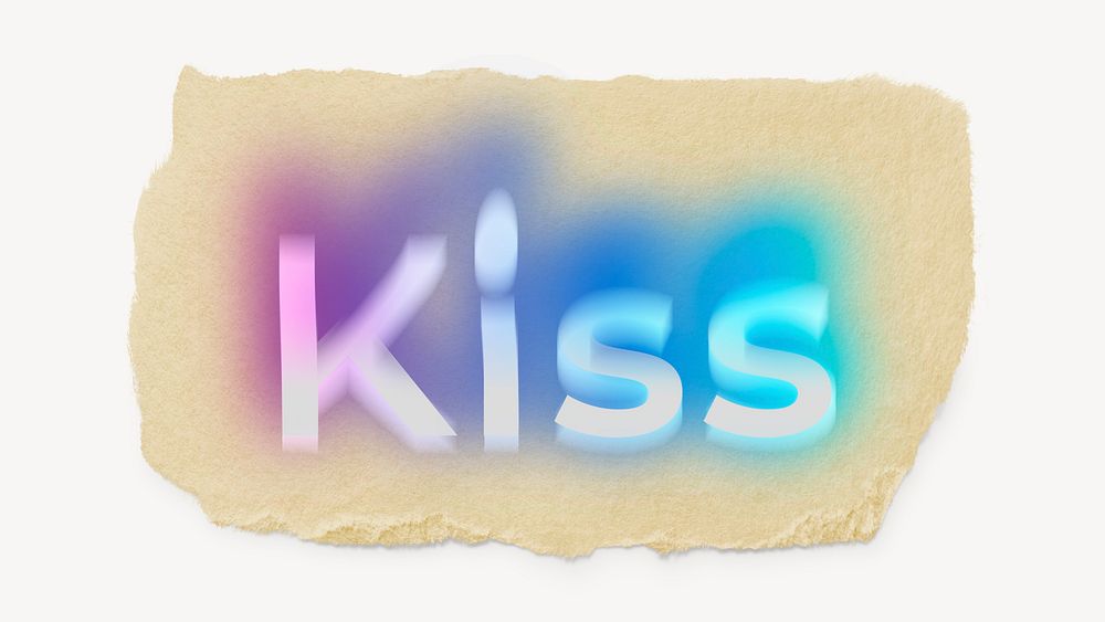 Kiss ripped paper word typography
