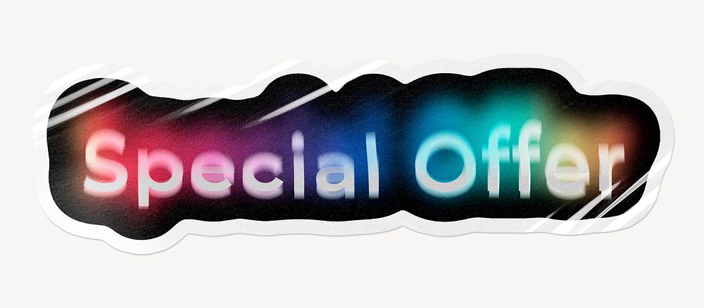 Special offer word sticker, neon psychedelic typography