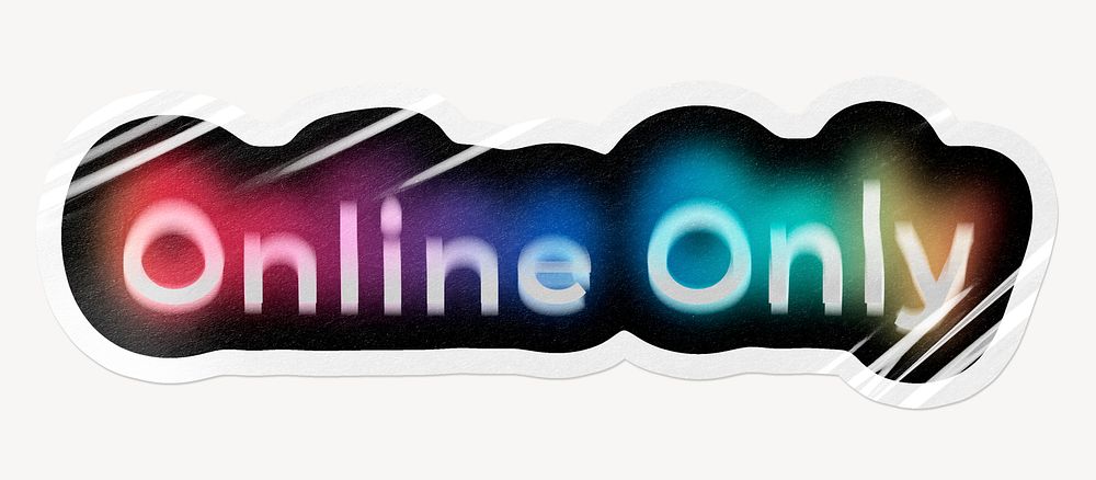 Online only word sticker, neon psychedelic typography
