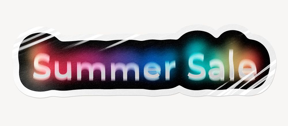 Summer sale word sticker, neon psychedelic typography