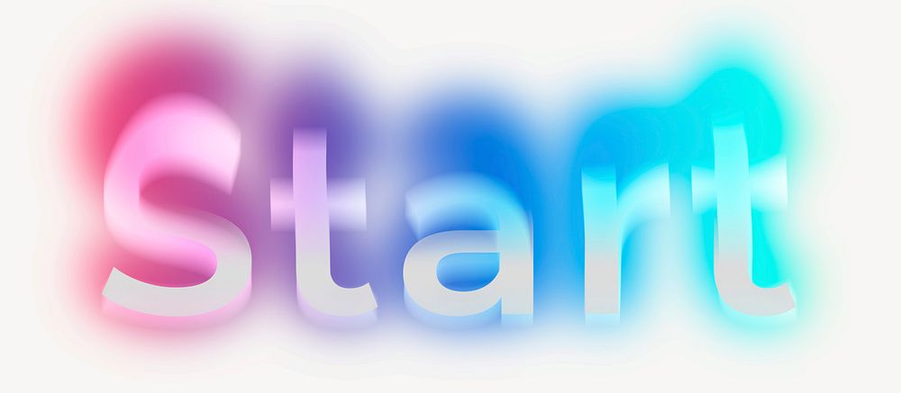 Start word, neon psychedelic typography