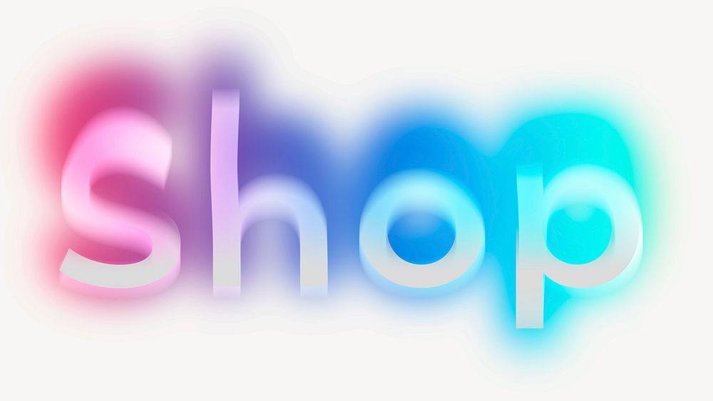 Shop word, neon psychedelic typography