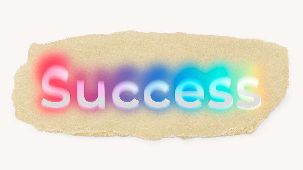 Success ripped paper word typography