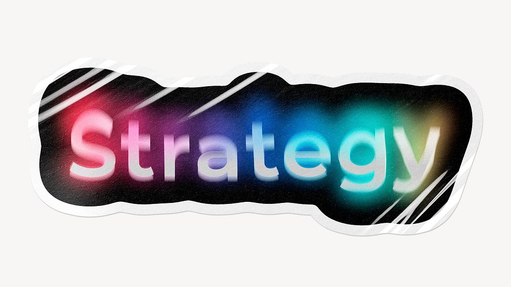 Strategy word sticker, neon psychedelic typography