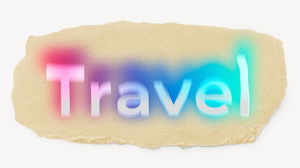 Travel ripped paper word typography