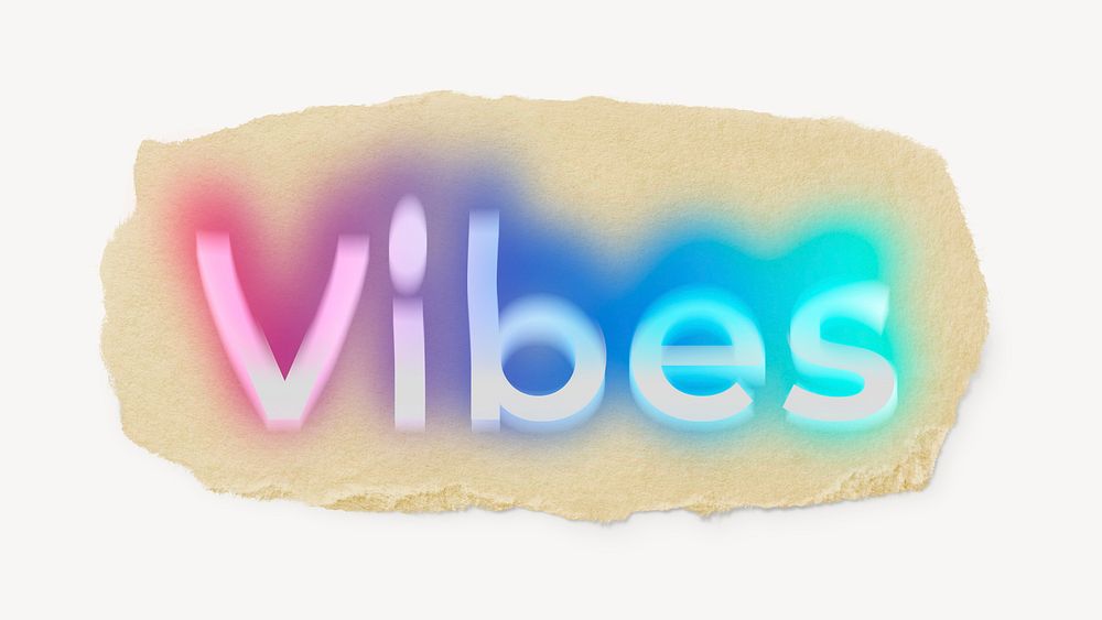 Vibes ripped paper word typography