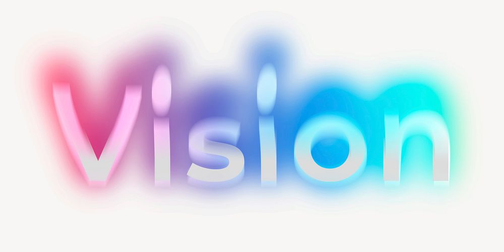 Vision word, neon psychedelic typography