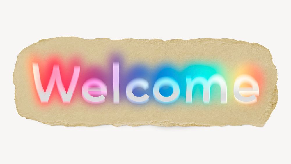 Welcome ripped paper word typography