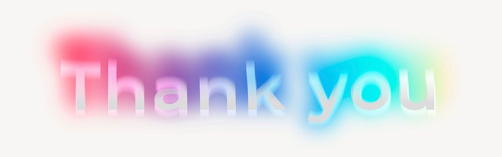 Thank you word, neon psychedelic typography