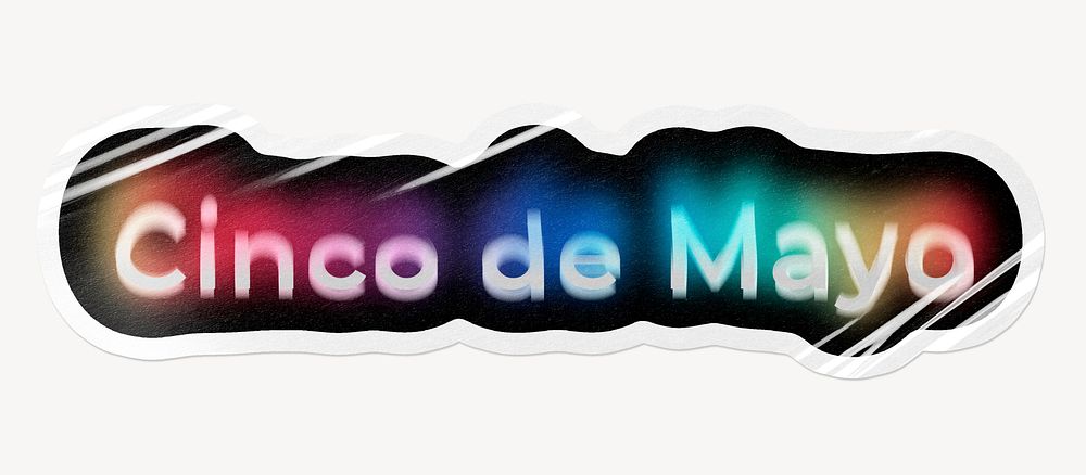 Cinco de Mayo word sticker, neon psychedelic typography