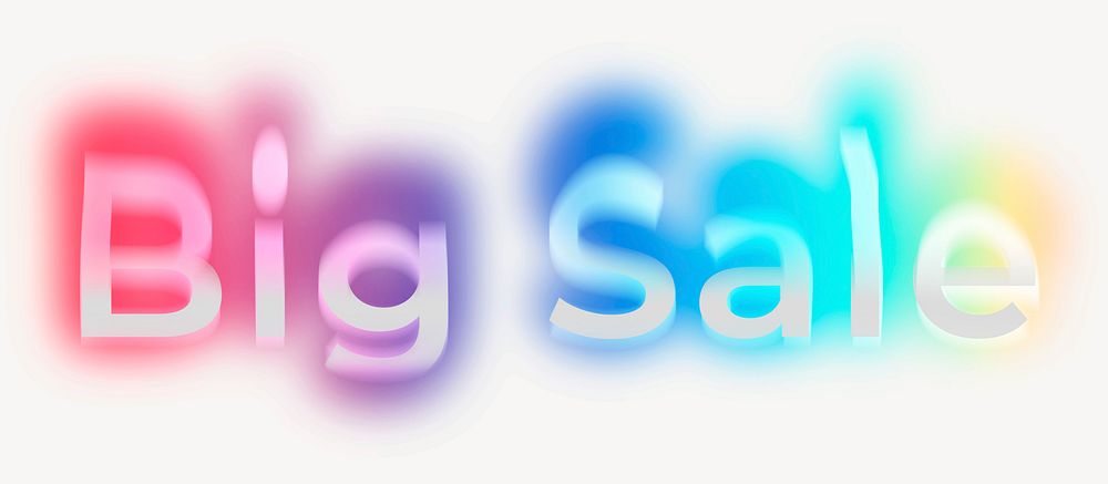 Big sale word, neon psychedelic typography