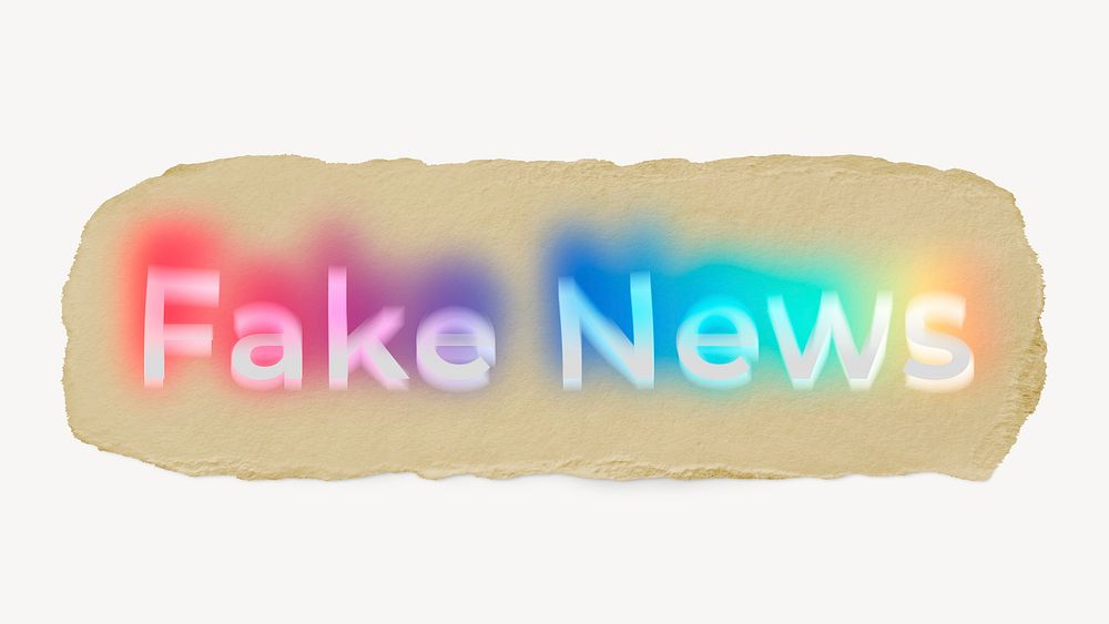 Fake news ripped paper word typography