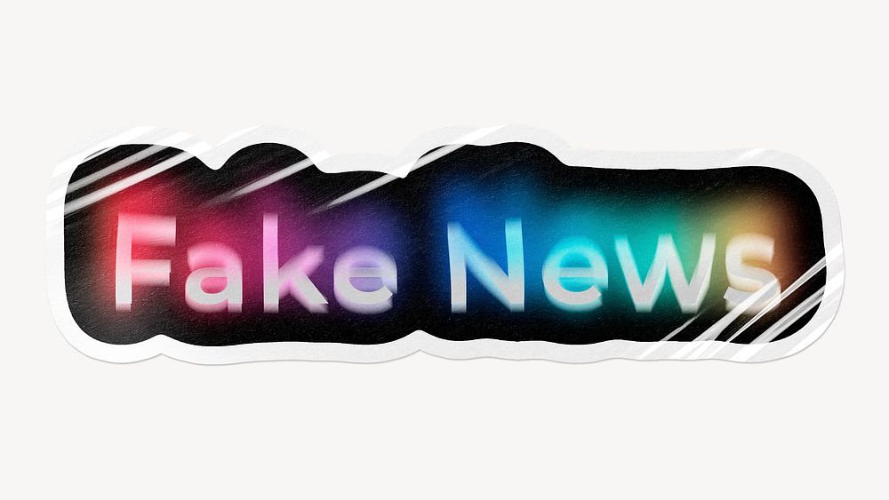 Fake news word sticker, neon psychedelic typography