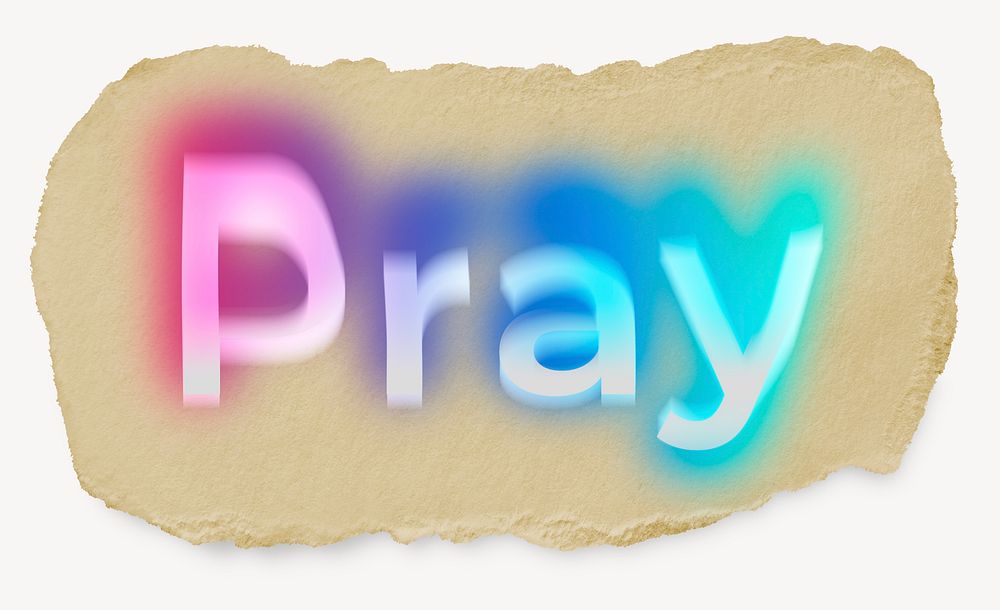 Pray ripped paper word typography
