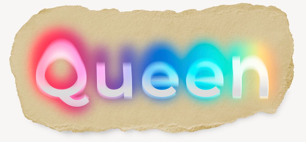 Queen ripped paper word typography