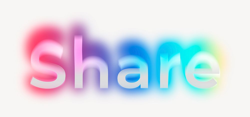 Share word, neon psychedelic typography