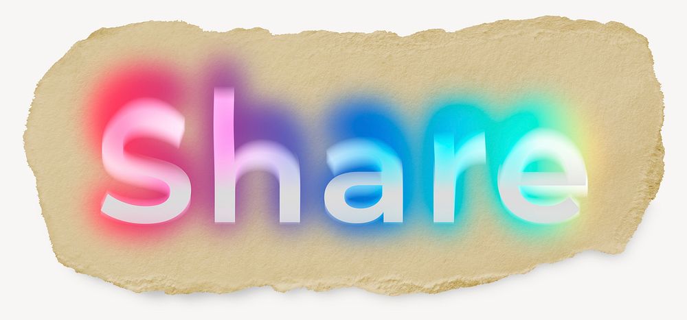 Share ripped paper word typography