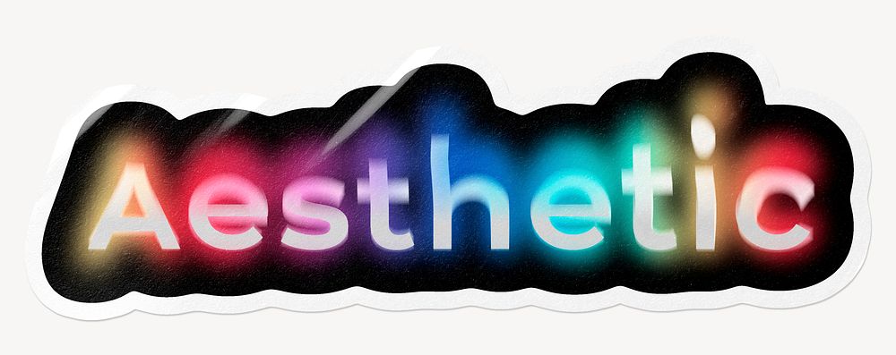 Aesthetic word sticker, neon psychedelic typography