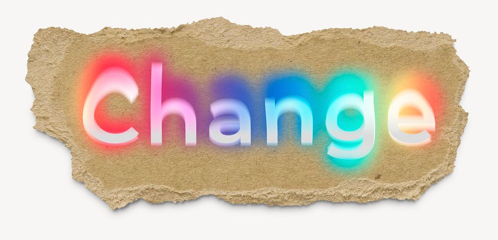 Change ripped paper word typography