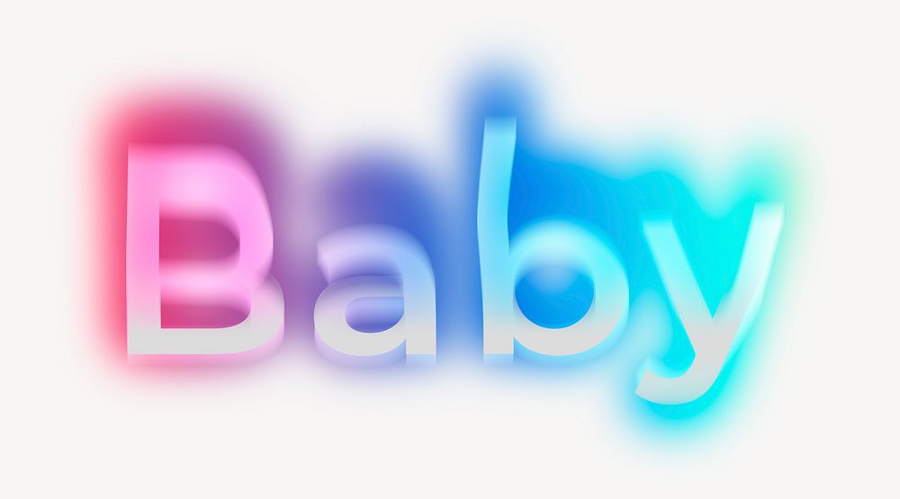 Baby word, neon psychedelic typography