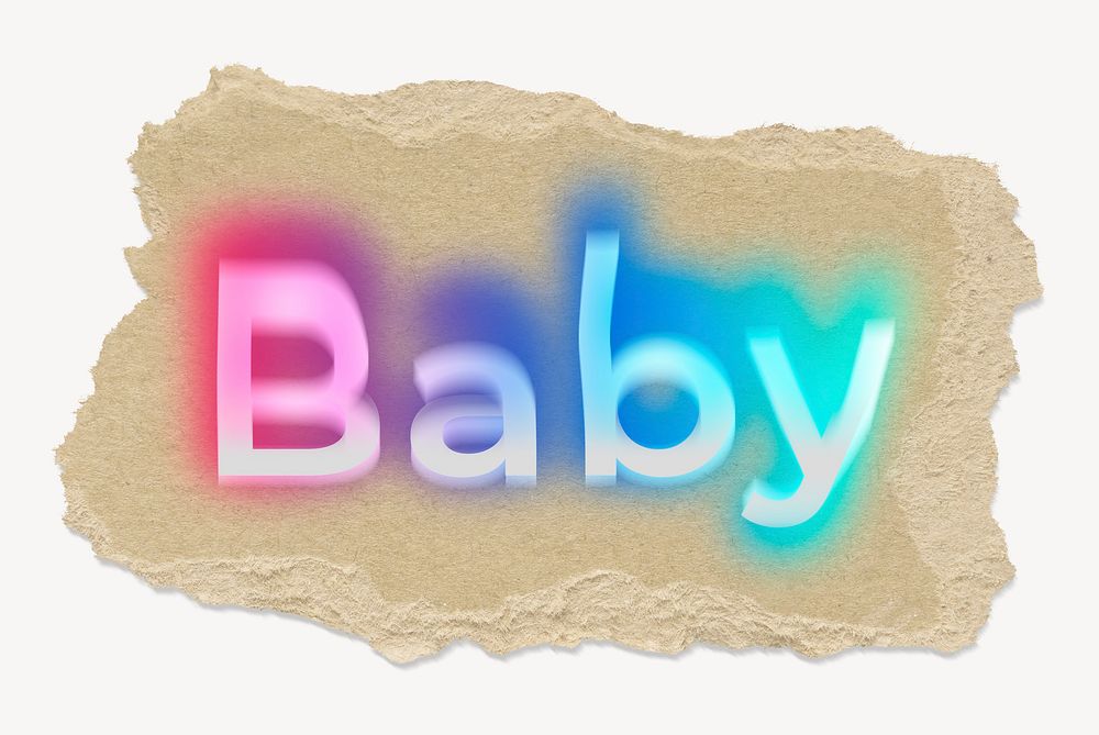 Baby ripped paper word typography