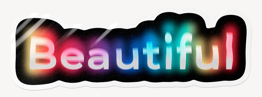Beautiful word sticker, neon psychedelic typography