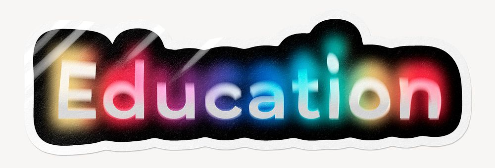 Education word sticker, neon psychedelic typography