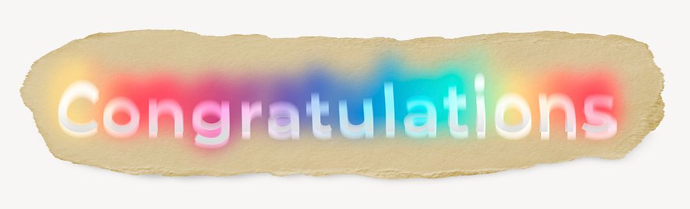 Congratulations ripped paper word typography