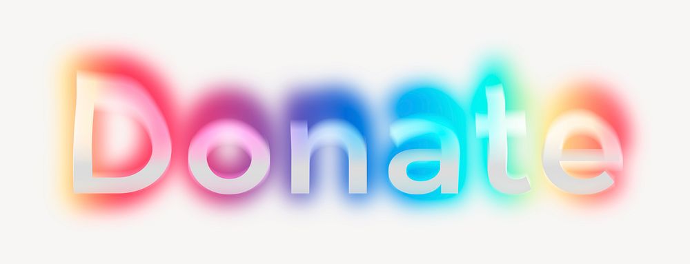 Donate word, neon psychedelic typography