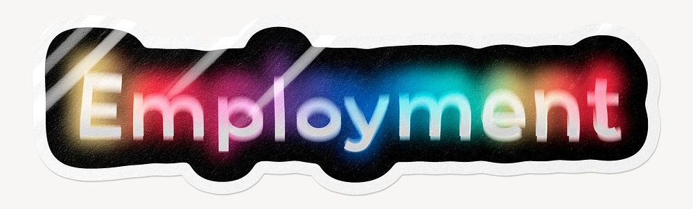 Employment word sticker, neon psychedelic typography