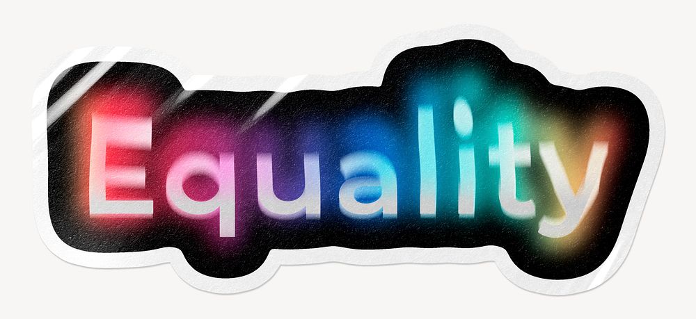 Equality word sticker, neon psychedelic typography