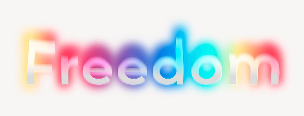 Freedom word, neon psychedelic typography