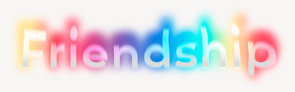 Friendship word, neon psychedelic typography