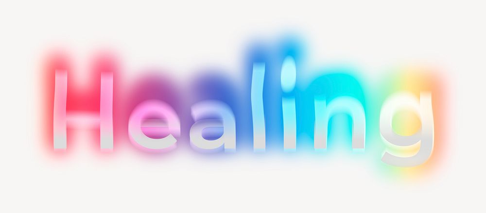 Healing word, neon psychedelic typography