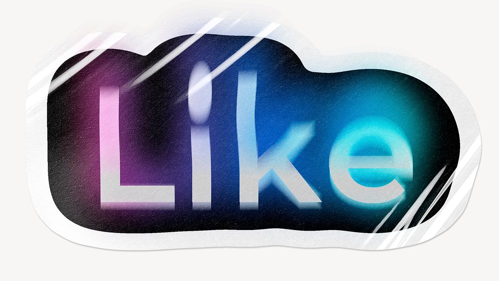 Like word sticker, neon psychedelic typography