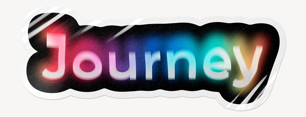 Journey word sticker, neon psychedelic typography