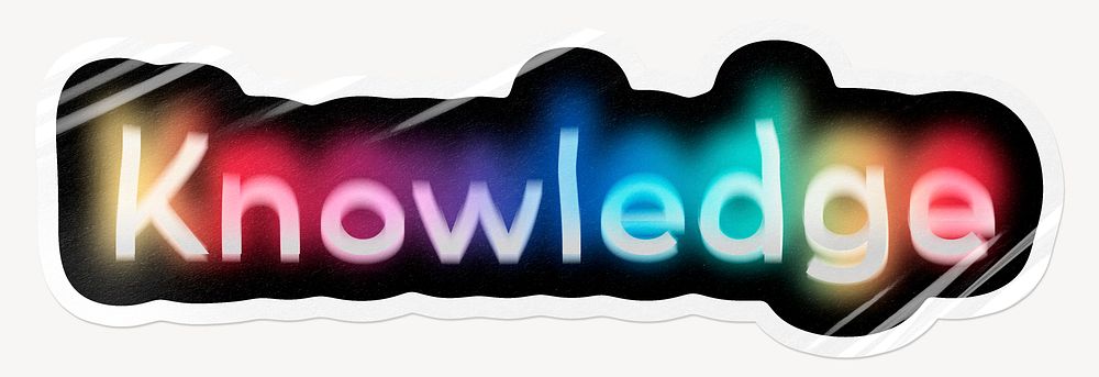 Knowledge word sticker, neon psychedelic typography