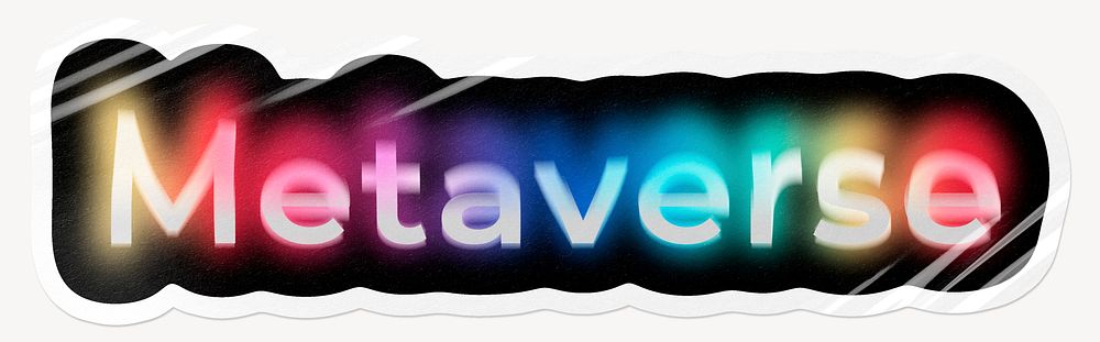 Metaverse word sticker, neon psychedelic typography