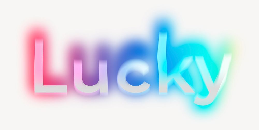 Lucky word, neon psychedelic typography