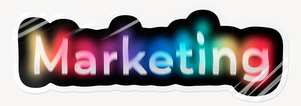 Marketing word sticker, neon psychedelic typography