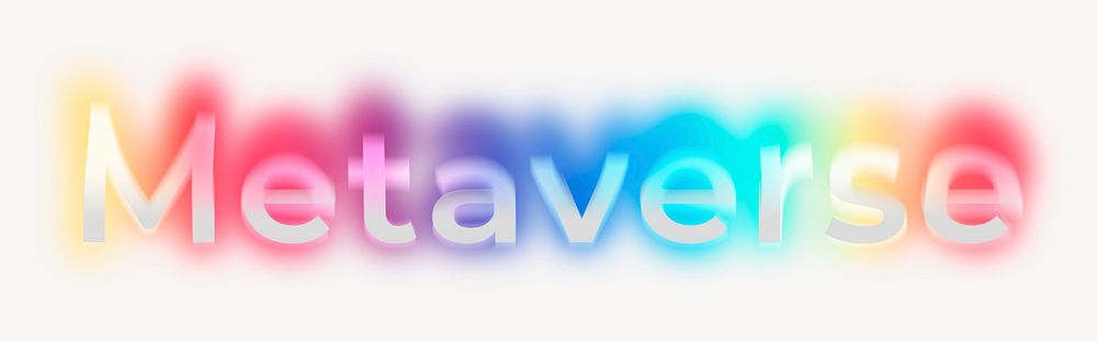 Metaverse word, neon psychedelic typography