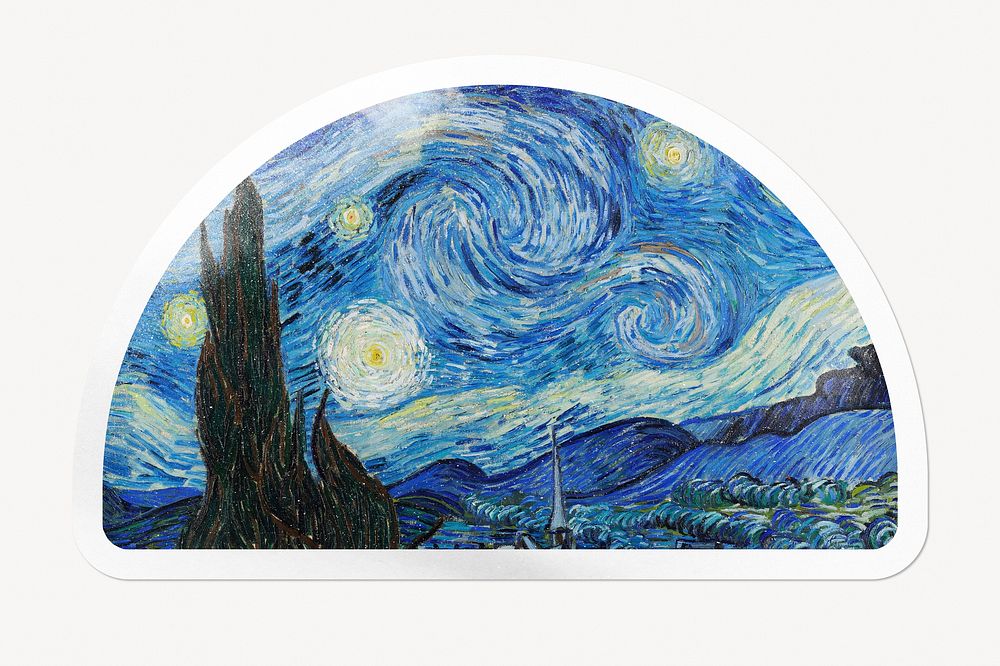 Van Gogh's Starry Night painting, semicircle clipart, remixed by rawpixel.