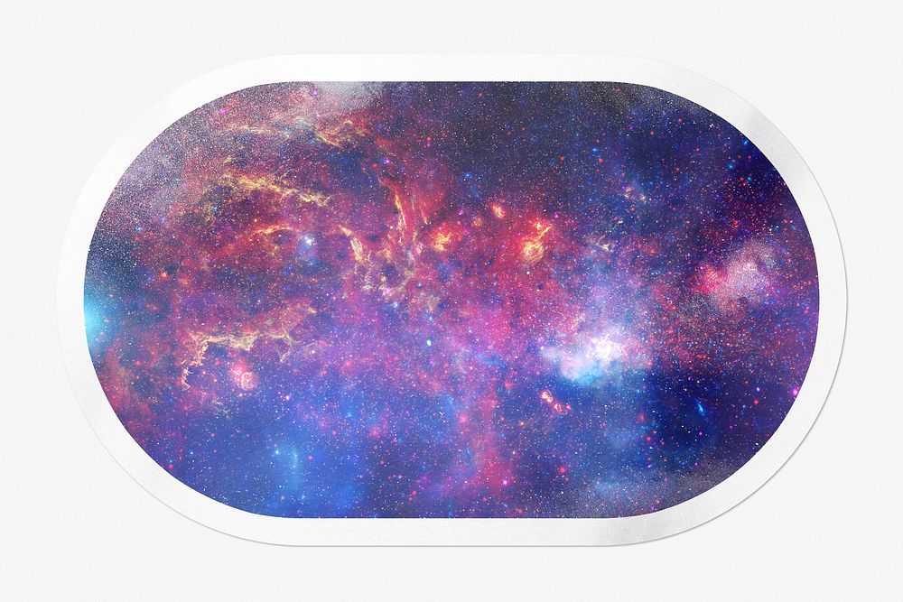 Galaxy sky clipart, oval rectangle white border label