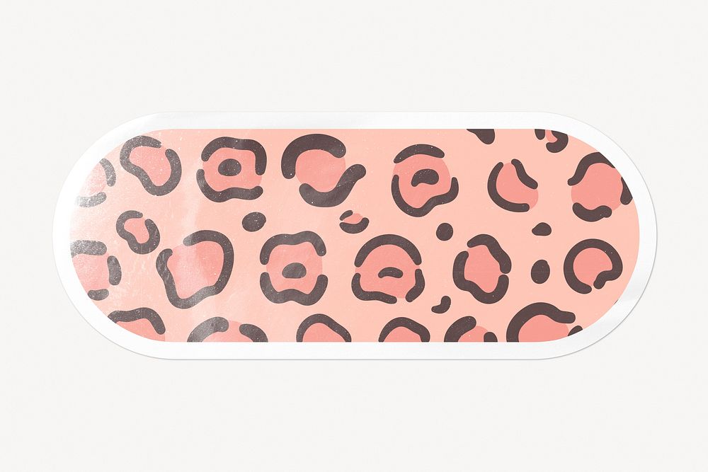 Pink animal print, leopard pattern, long oval shape clipart with white border