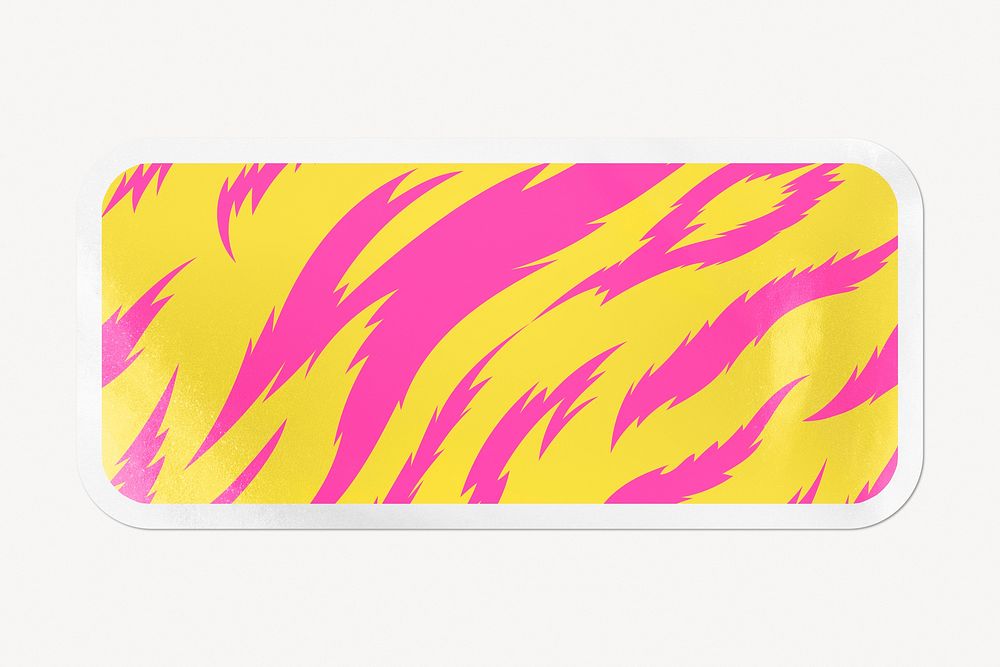 Neon animal print, tiger pattern, rectangle white border label
