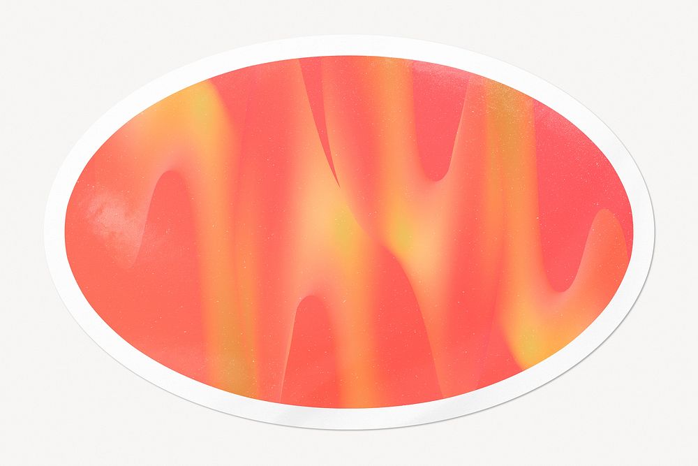 Neon orange gradient sticker, oval white border label