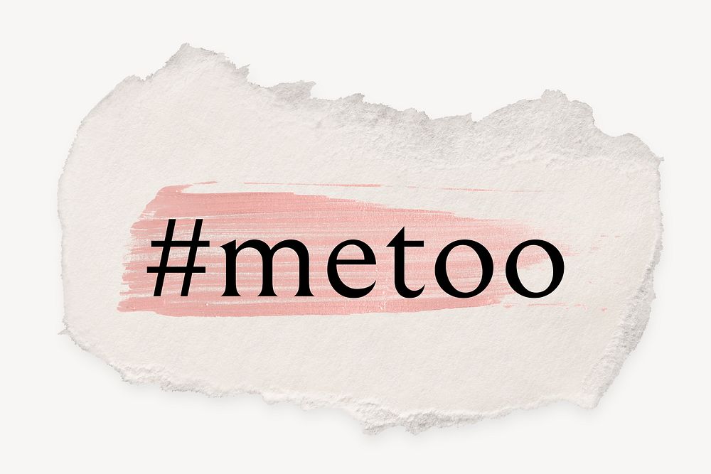 #metoo word, ripped paper, pink marker stroke typography