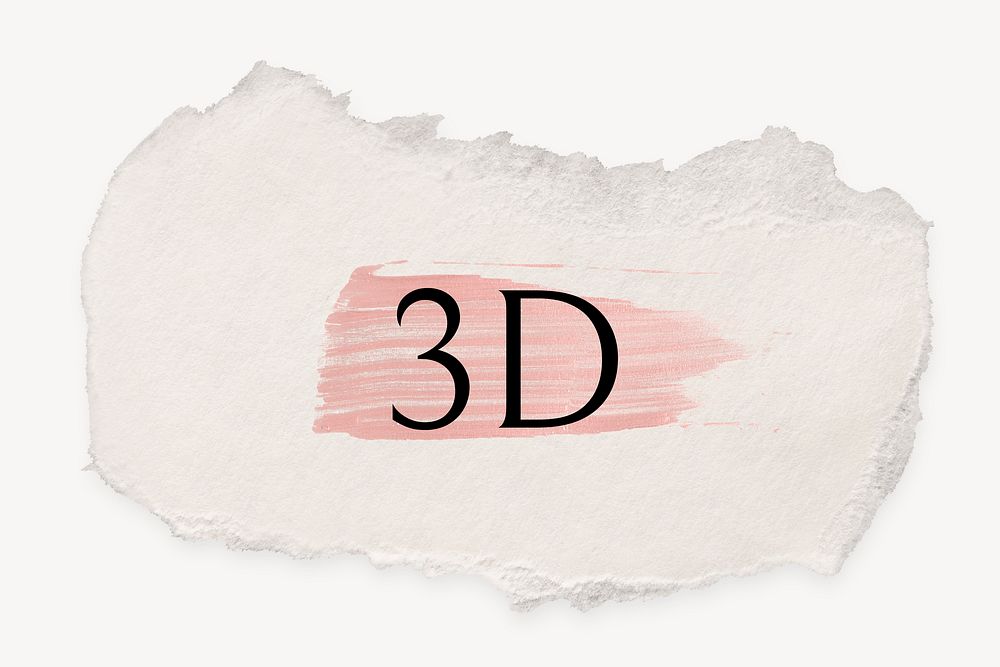 3D word, ripped paper, pink marker stroke typography